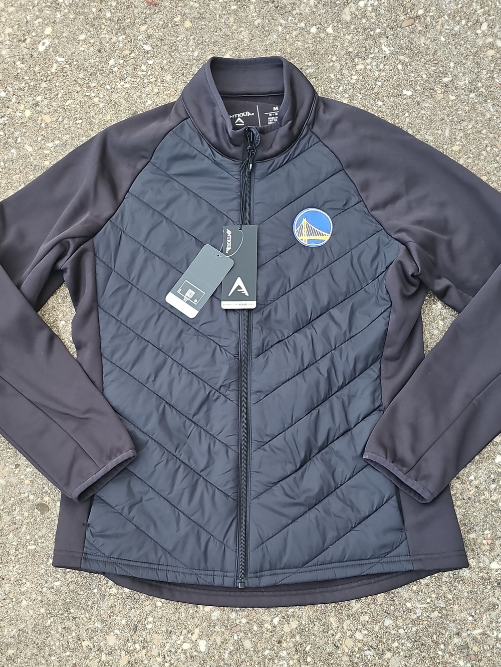 Antigua Golden State Warriors Altitude Women’s Black Quilted Hybrid Jacket M NBA